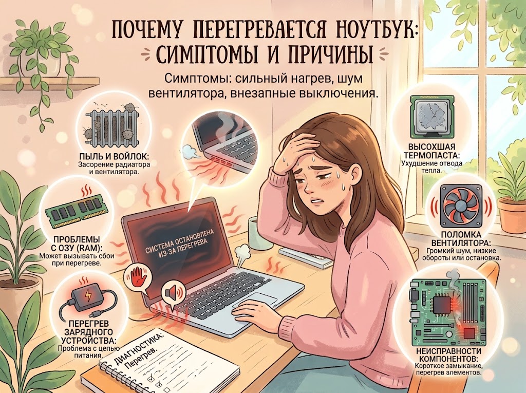 Почему ноутбук сильно греется и выключается