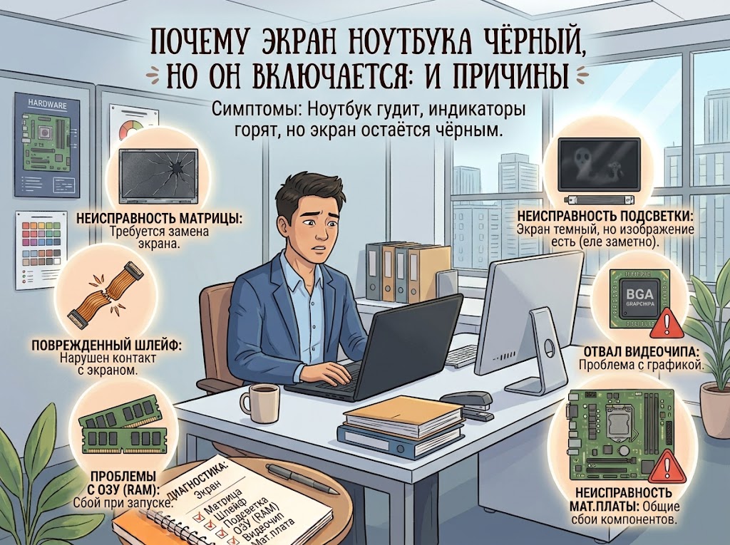 Почему ноутбук не показывает изображение: основные причины